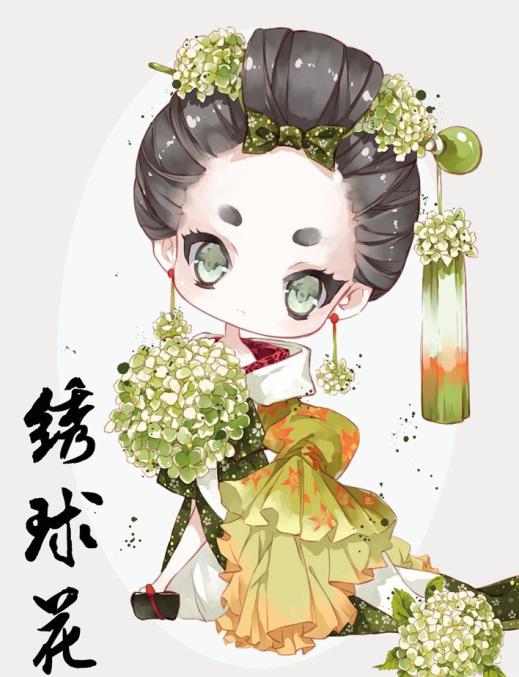 當花朵擬人變q版角色,牡丹花是古風美人,櫻花變成可愛少女