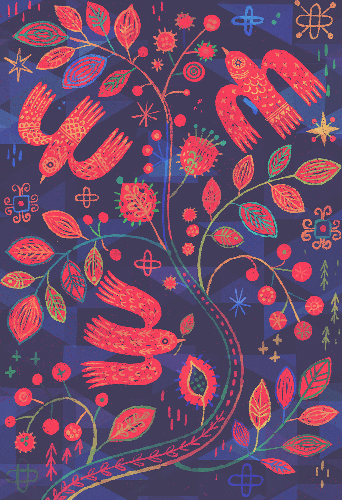 "工艺美术运动"插画图案风格作品