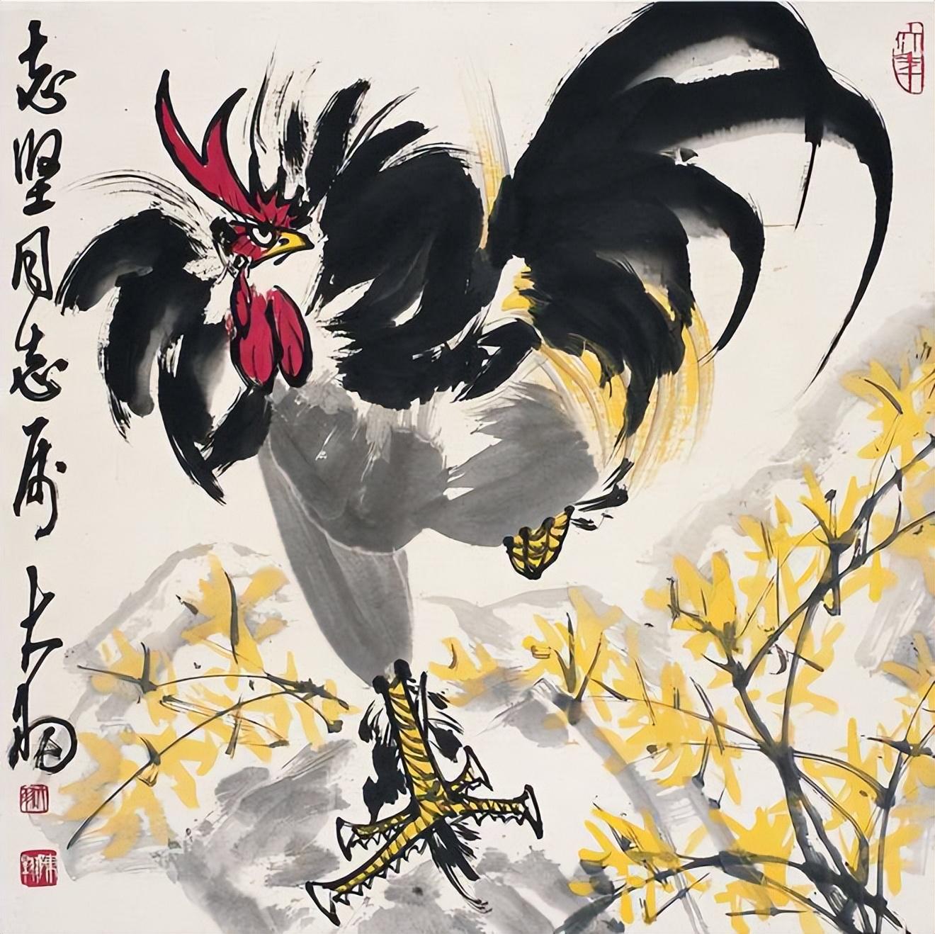 十大国画高手画鸡,大鸡大利!