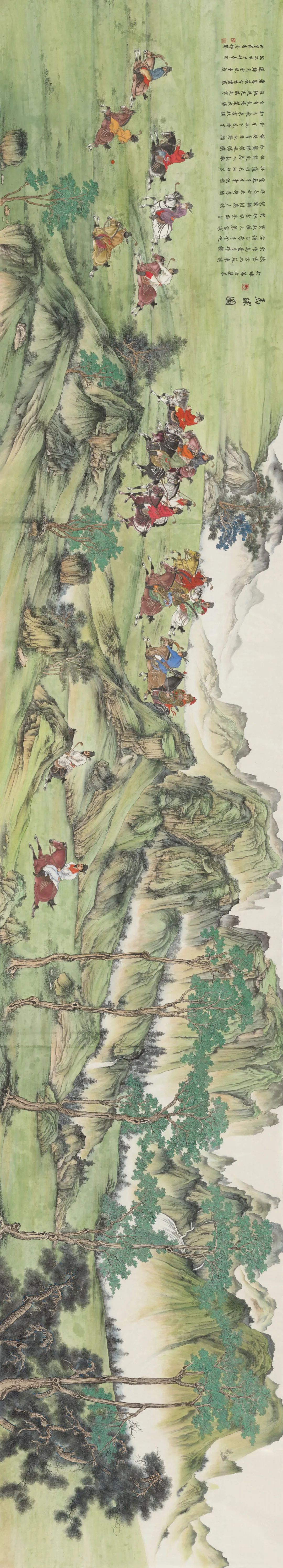 当代宫廷画派画家陈仰曌修复《唐代壁画马球图》再现唐代壁画