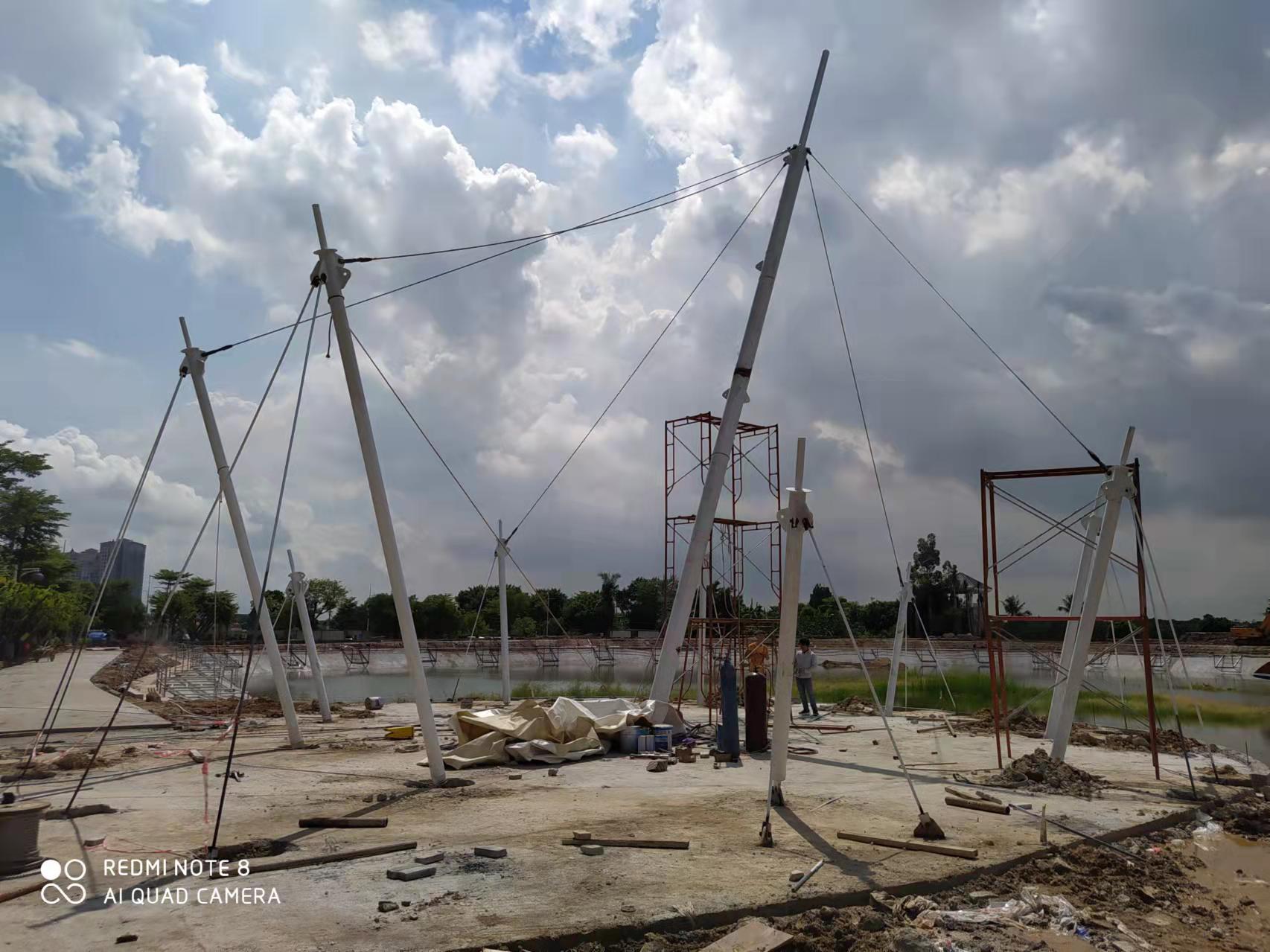 张拉膜结构遮阳棚的施工方式是什么?张拉膜遮阳棚施工时注意什么