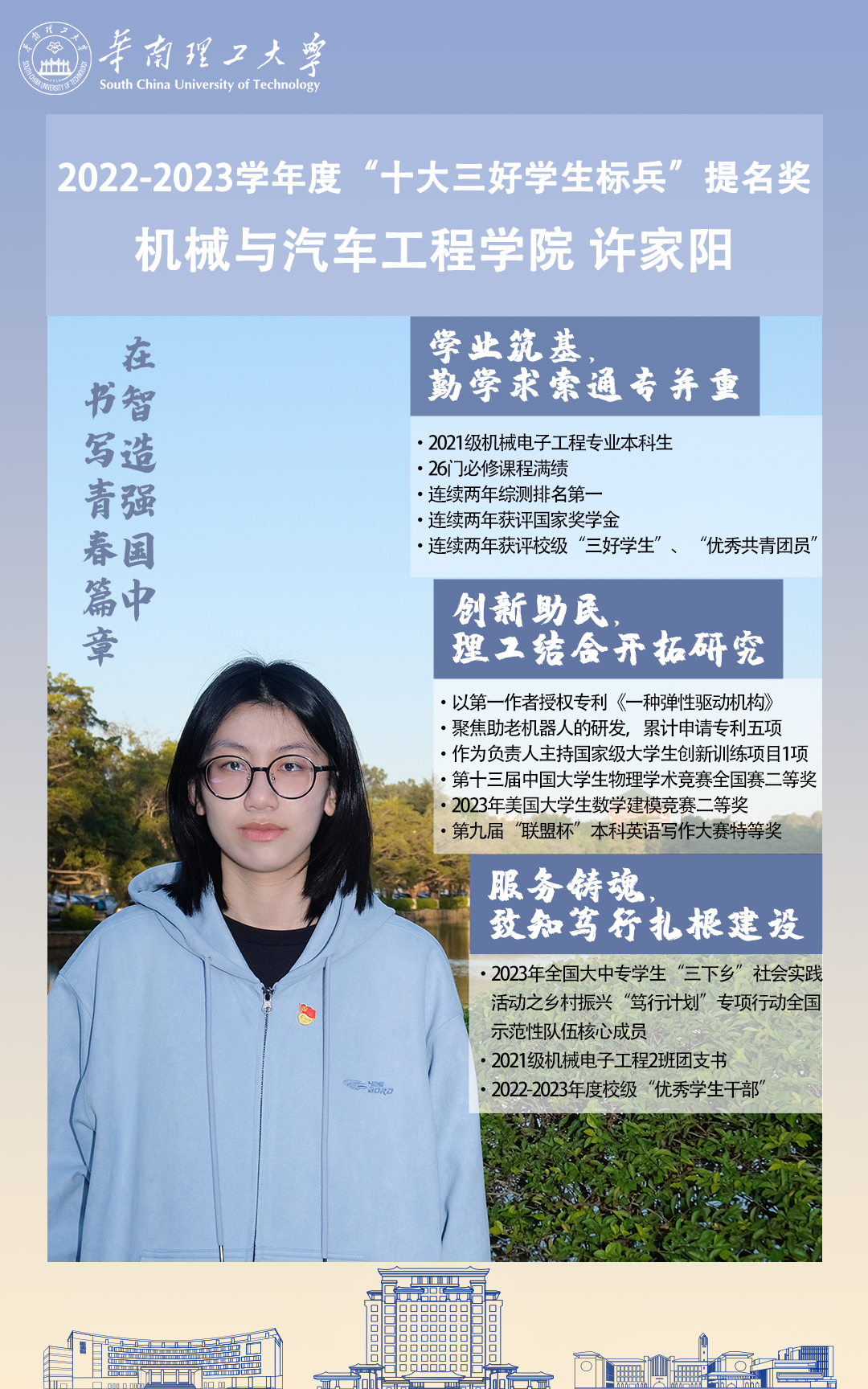 华南理工大学十大三好学生标兵揭晓,都非常优秀!