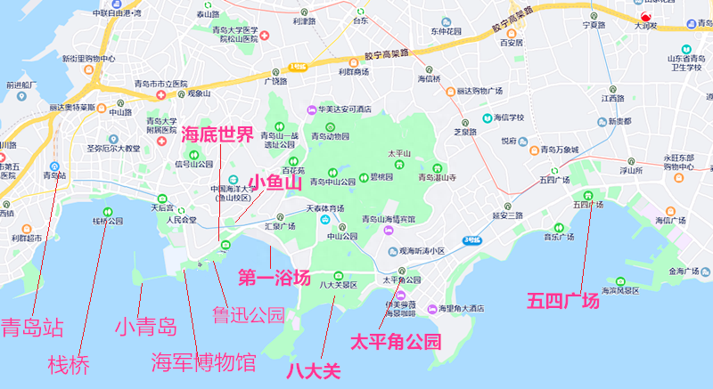 青岛南部海湾处处是景,景点一个挨着一个,非常适合徒步旅行,一条我