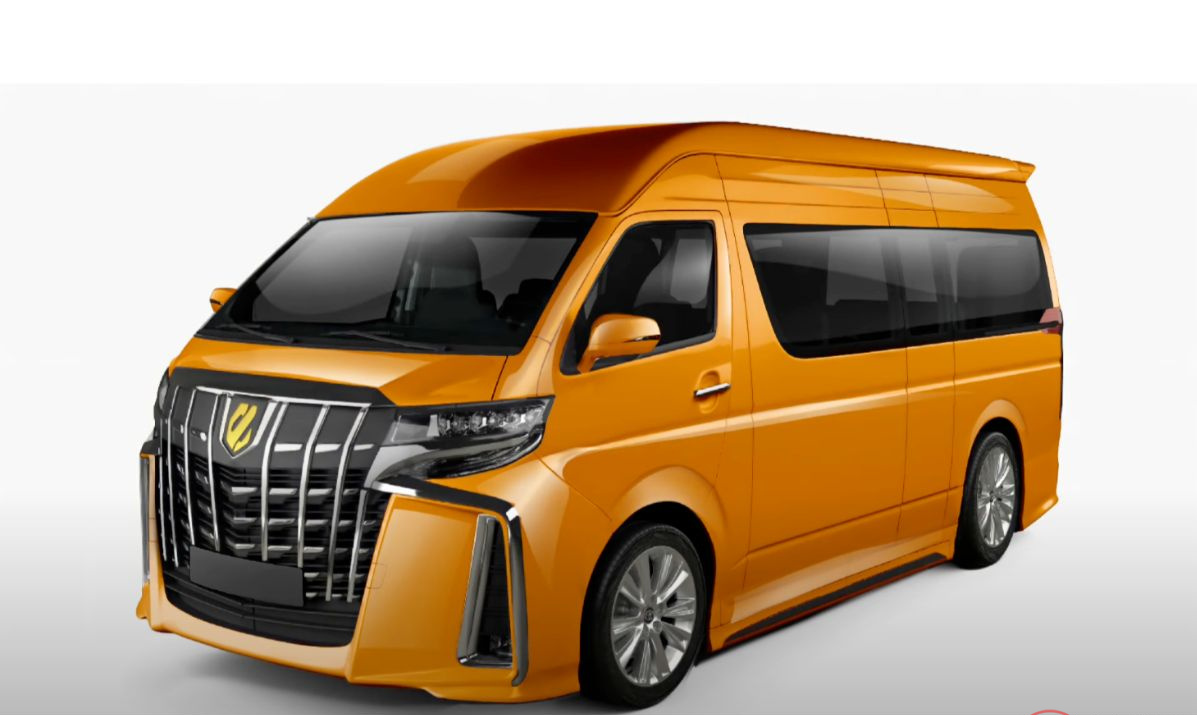 丰田"高王牌"在阿尔法德的脸?鲜艳的橙色豪华商用面包车惊人