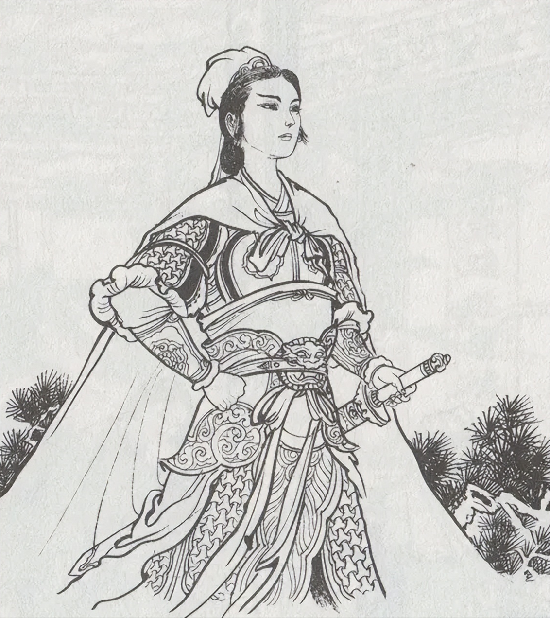 古代女将军素描图片