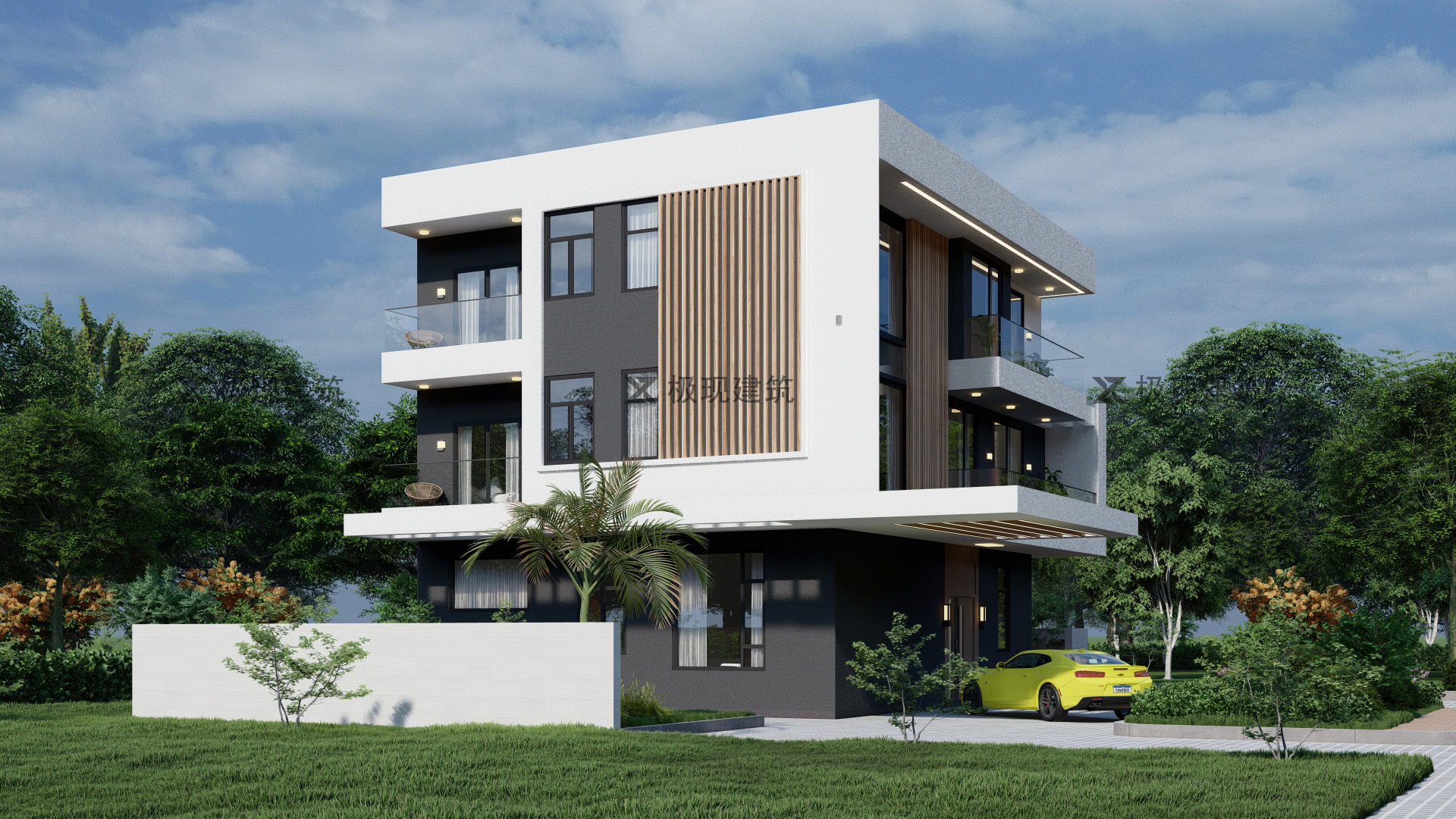 三层现代风格自建别墅极简主义的家