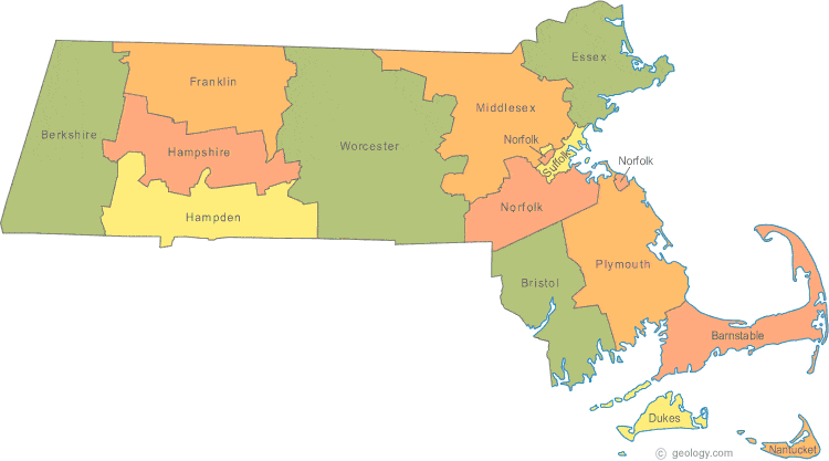 马萨诸塞州地形图图片