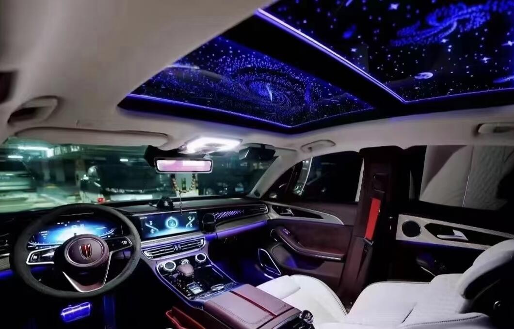 红旗h9改装版:午夜渐变紫 星空顶,百万以下的车就别比了!