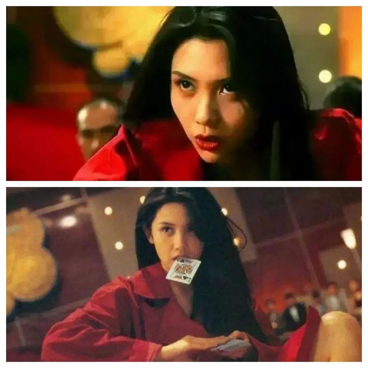 《赌神2》 邱淑贞在里面饰演的海棠,一袭红衣登场,为了救出老爸和对方