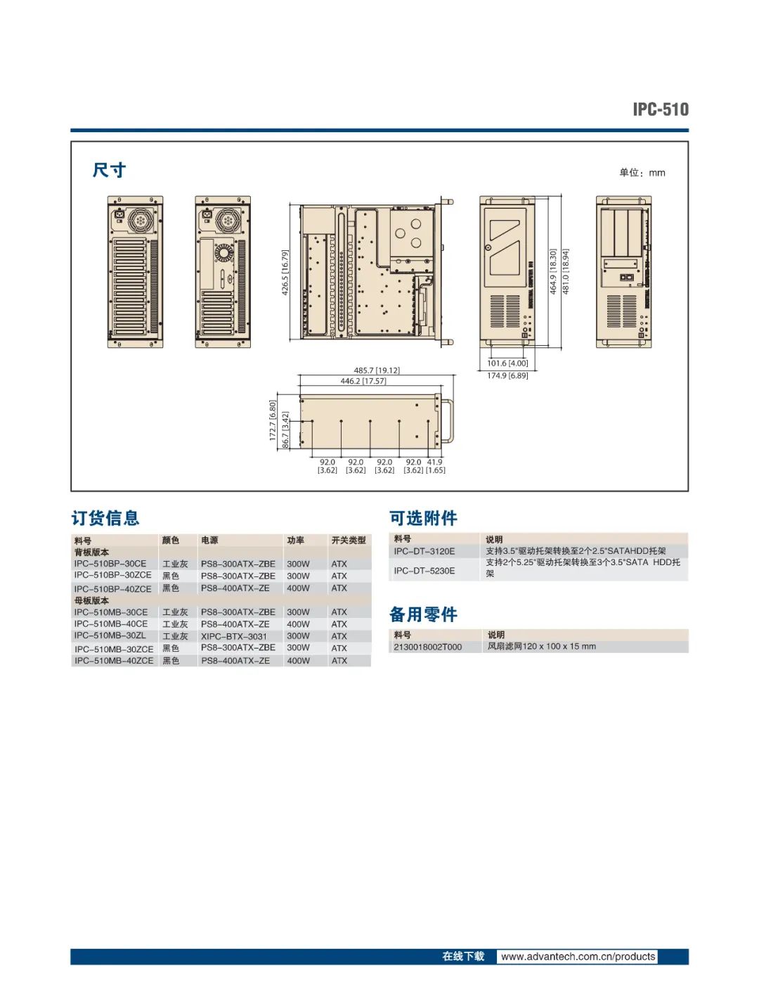ipc-510 4u 上架式机箱
