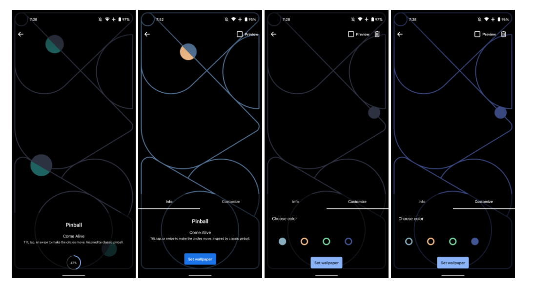 pixel live wallpaper 更新加入了 pixel 4a 专属的新壁纸系列