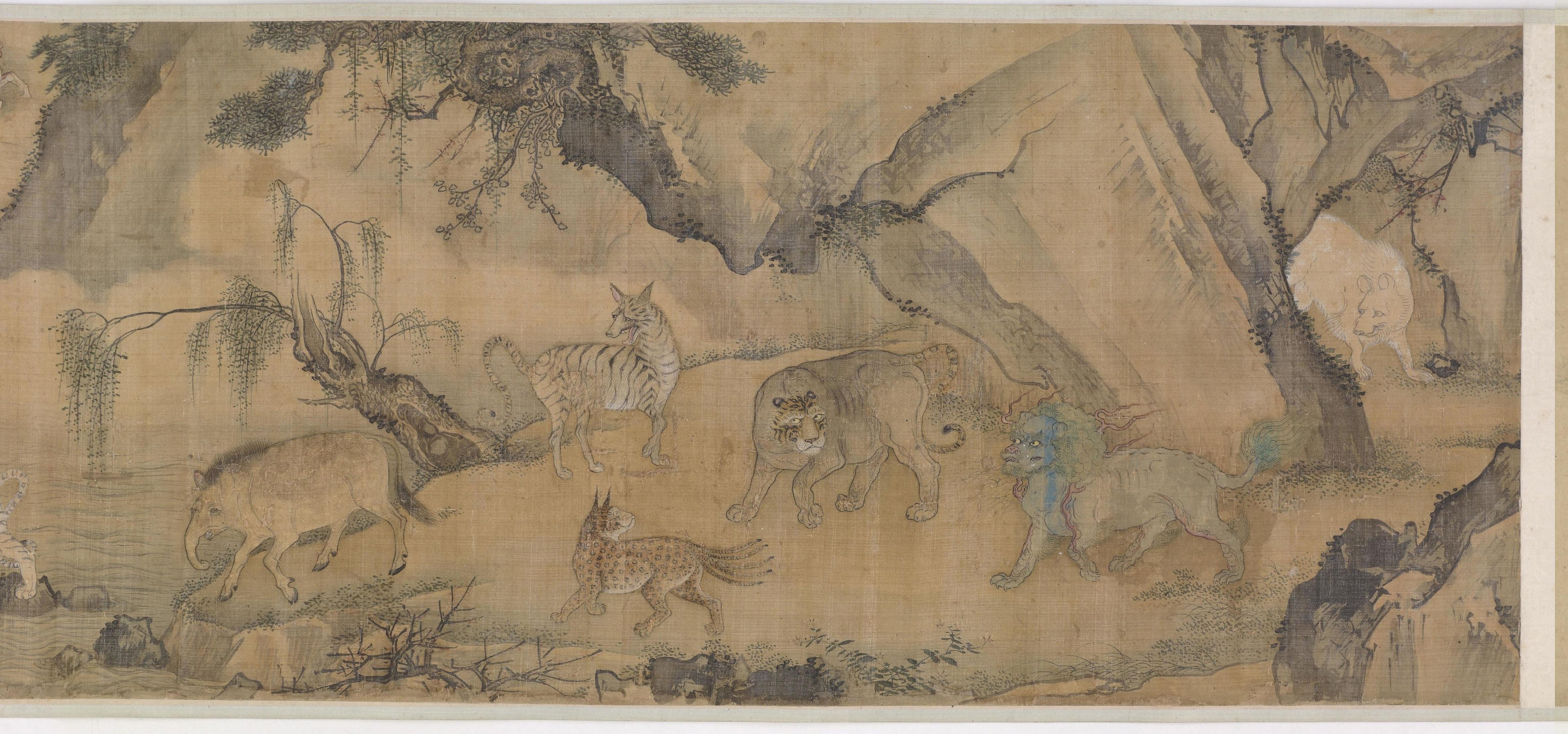 古籍善本:山海百灵图卷.题作.唐胡瓌蕃兽图.约为明代绘本