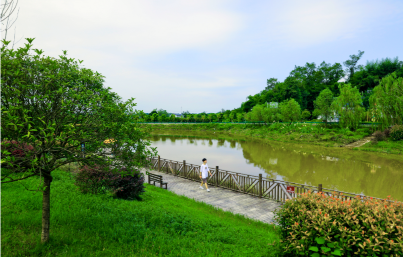 近日,游客在龙溪河公园游玩.