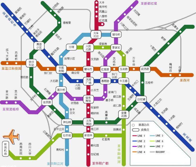 成都地铁17号线:主城区～温江～双流～武侯～青羊～金牛～成华