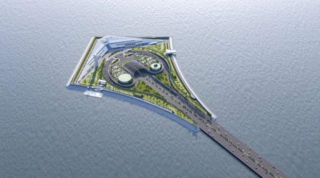 深中跨海通道标志性建筑——西人工岛,建筑形如"鳐鱼"