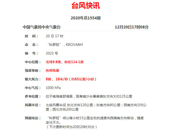 台风"科罗旺"生成 或为今年西北太平洋及南海最后一个台风