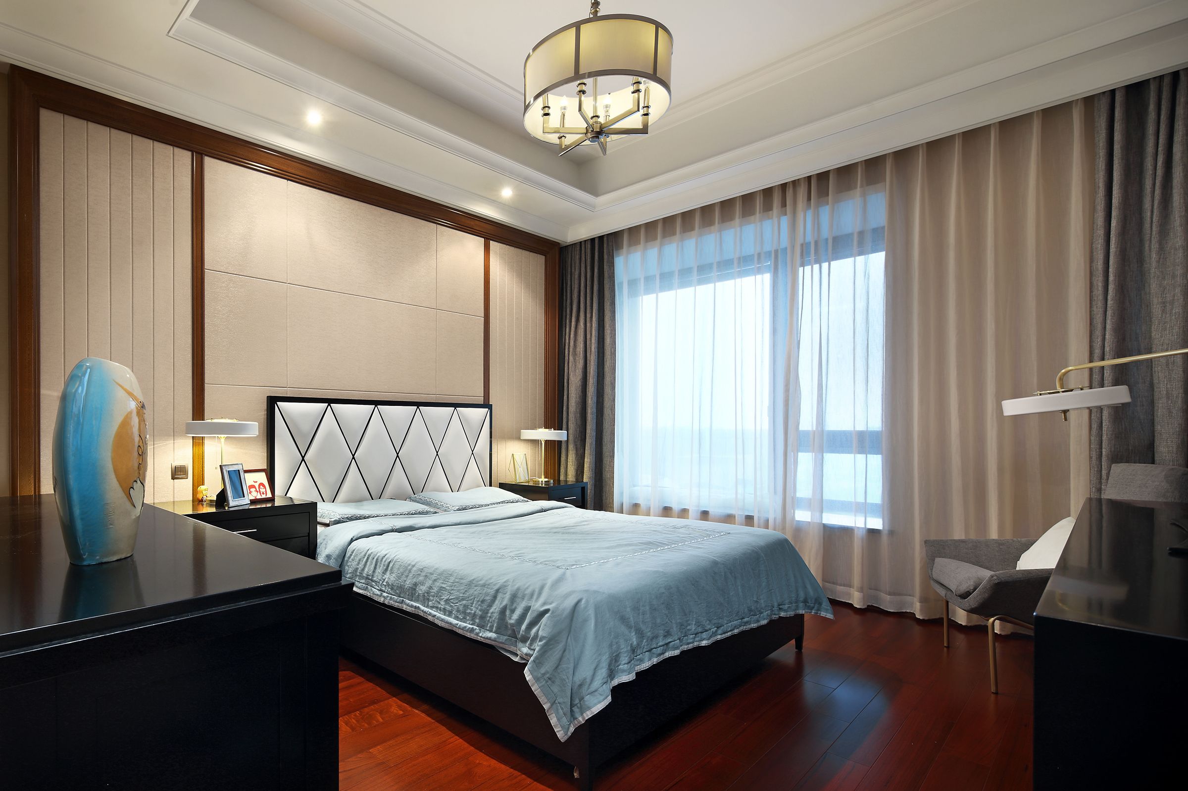 新中式风格三居室装修设计,表现东方文化美感