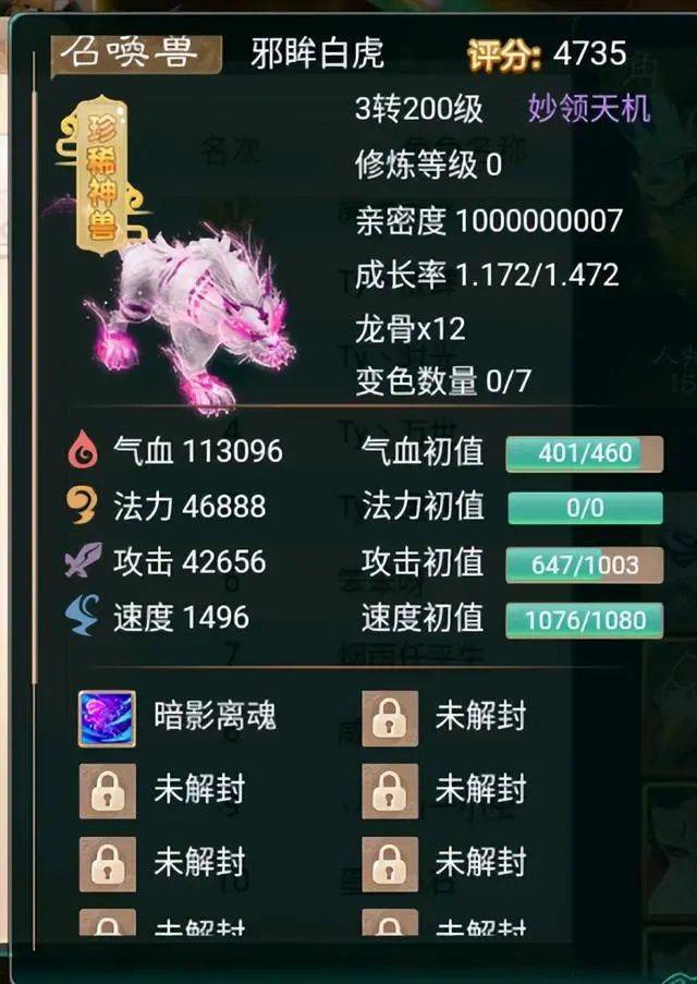 大话西游手游,满天资满成长,全服第一宠物