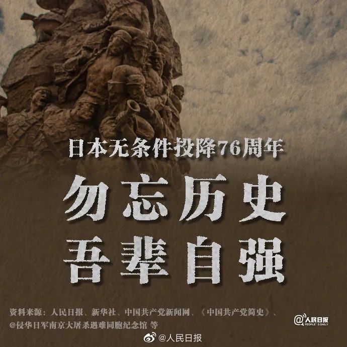 勿忘历史,吾辈自强!76年前的今天,日本宣布无条件投降!