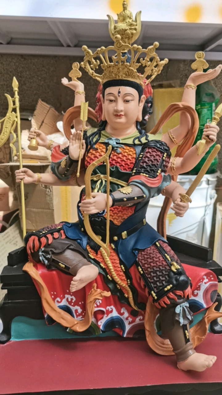 斗姆元君像.黄铜材质铸造,高度16寸(五十厘米)图中为彩绘款