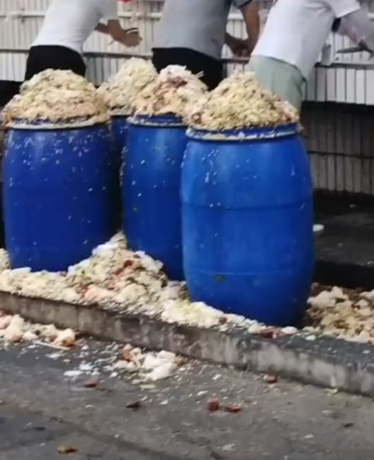 深圳一食堂门口5个泔水桶盛满米饭,工作人员:千人吃饭,将改进