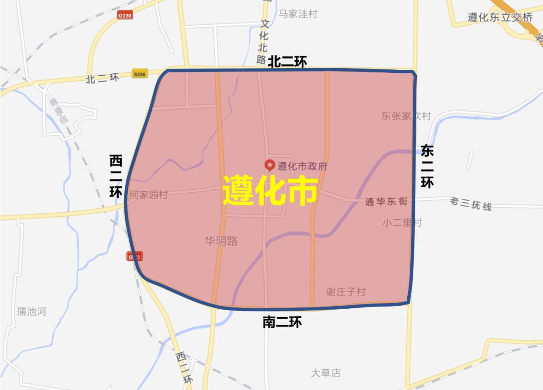 唐山市区限行区域地图图片