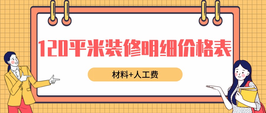 120平米裝修明細價格表(材料 人工費)