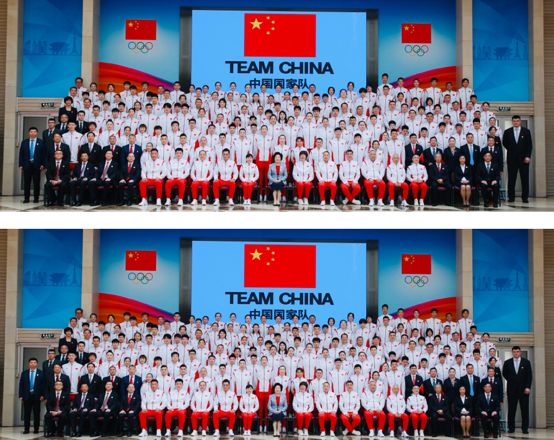 中国国家队合影来袭,红白配色很惹眼,这张照片得值多少块奖牌