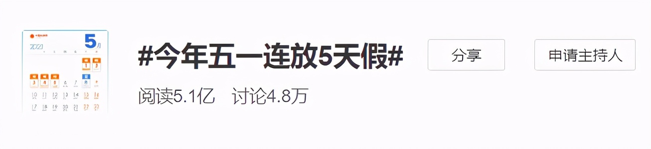 【五一放5天假上熱搜】這才三月份,就覬覦著五月的假期了?