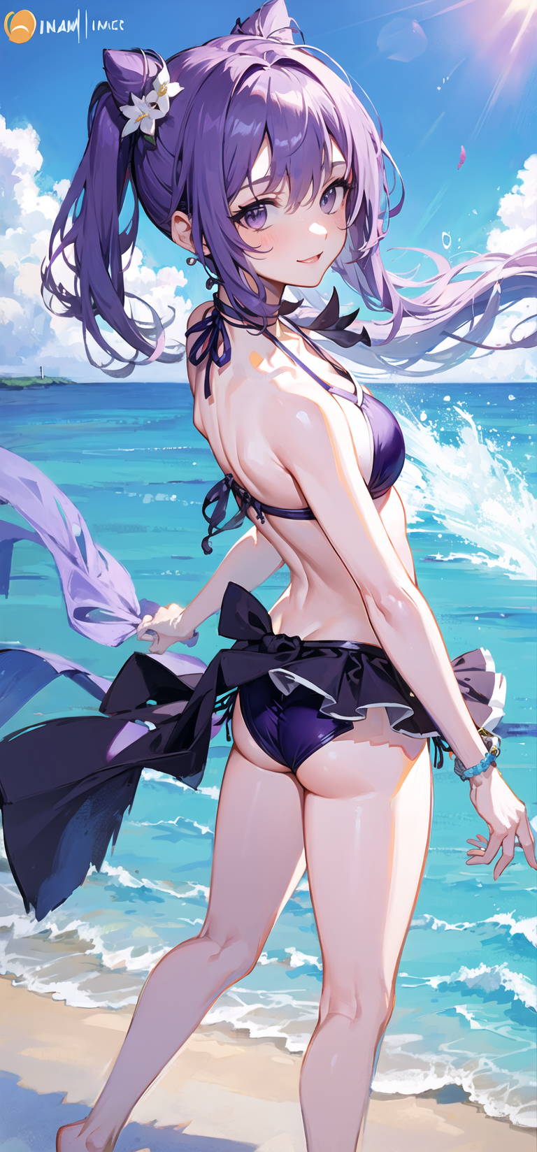 刻晴泳衣精美壁纸,来自ai绘图的魔法!015