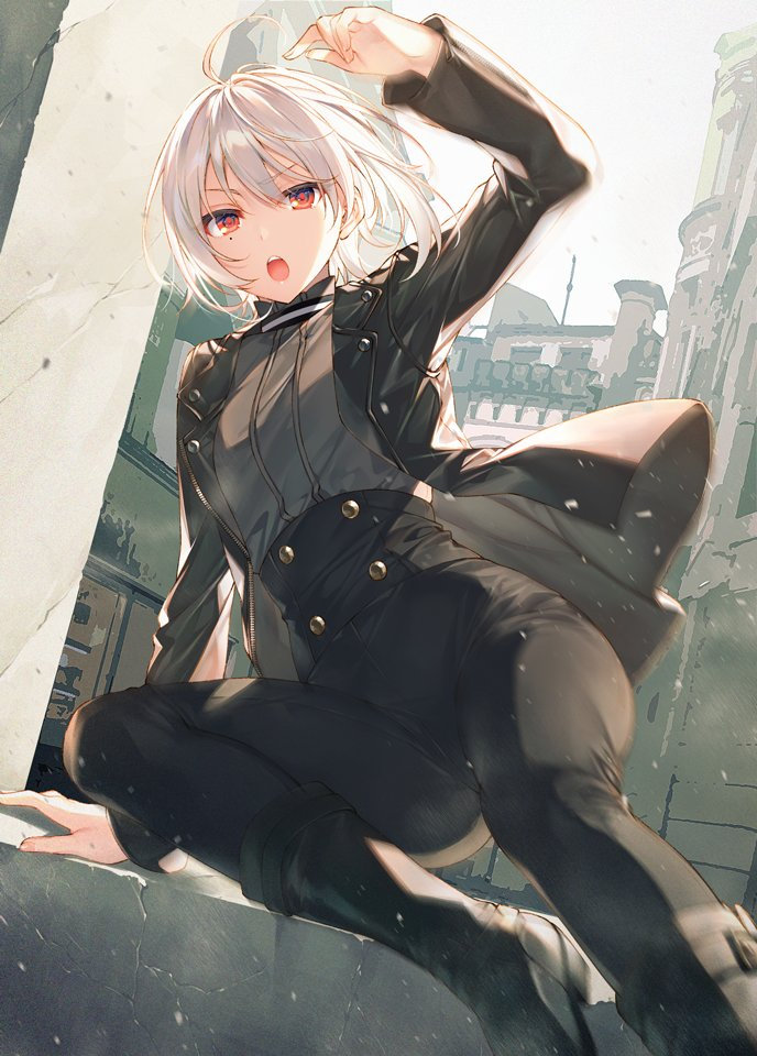 二次元御姐插画,干净明亮的色彩,利落漂亮的衣褶