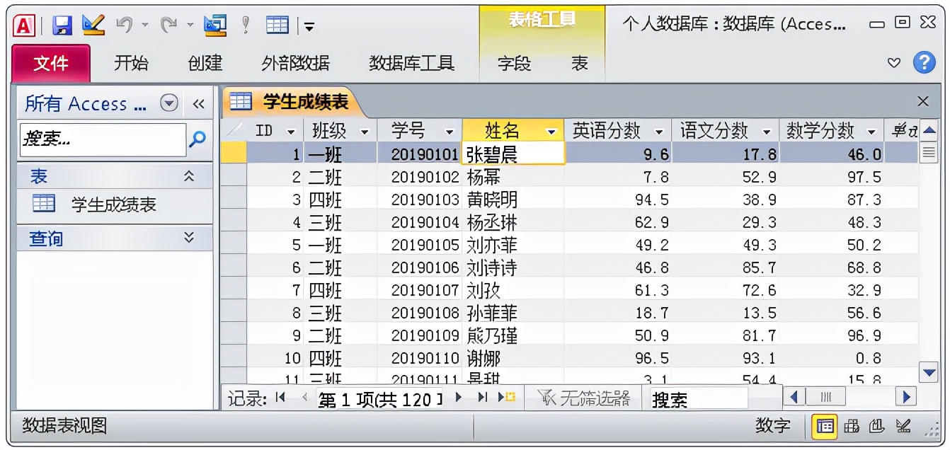 access2010数据表视图图片