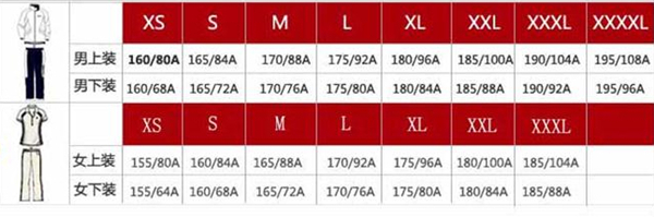 运动服饰—李宁短裤尺码表