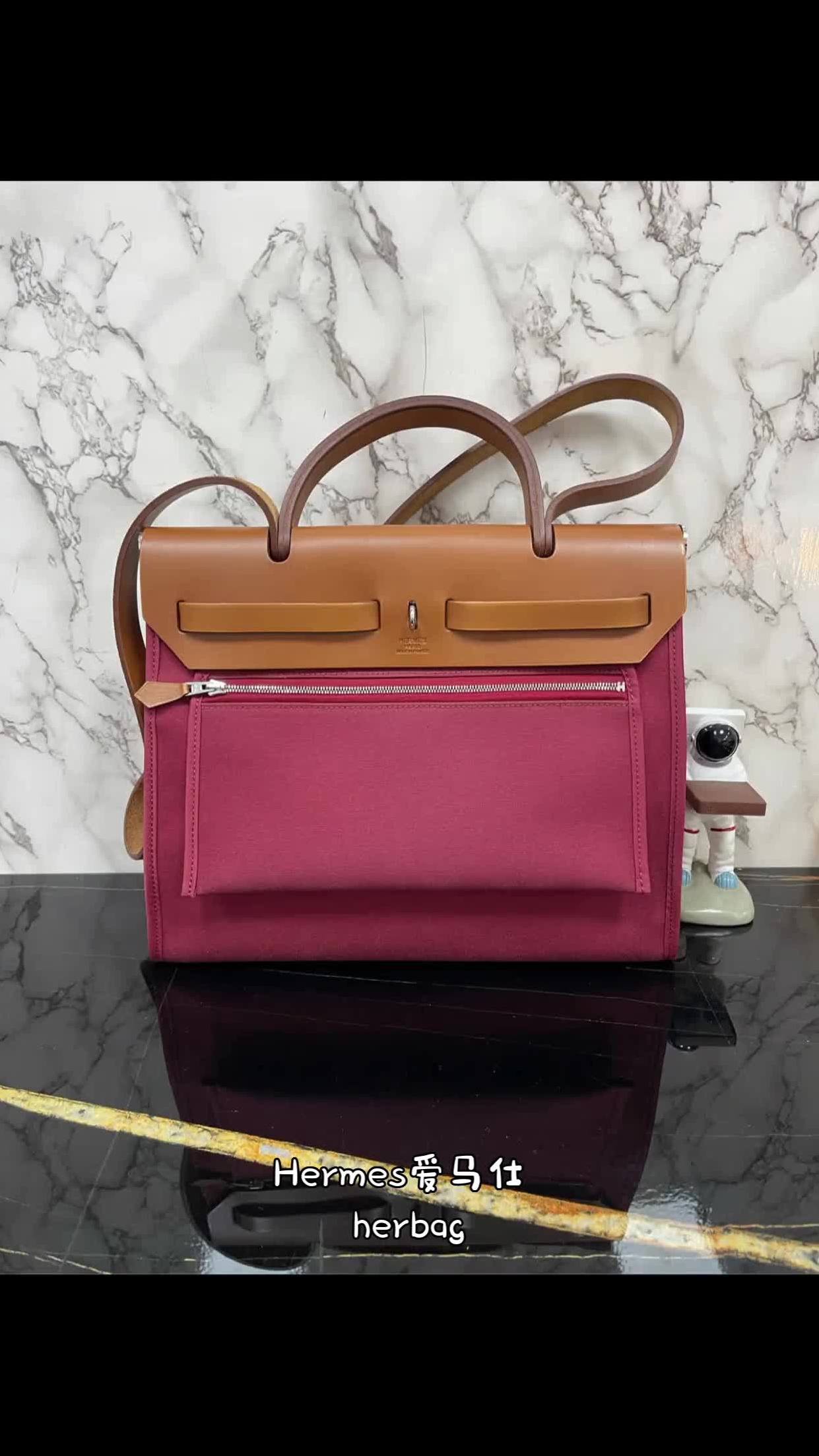 hermes爱马仕herbag31帆布包框o刻成色很新