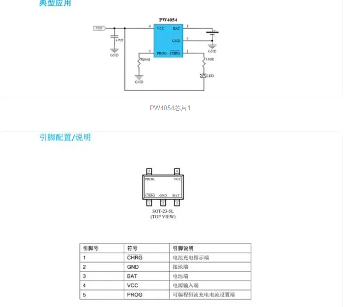 500ma锂电池便捷产品充电芯片pw4054