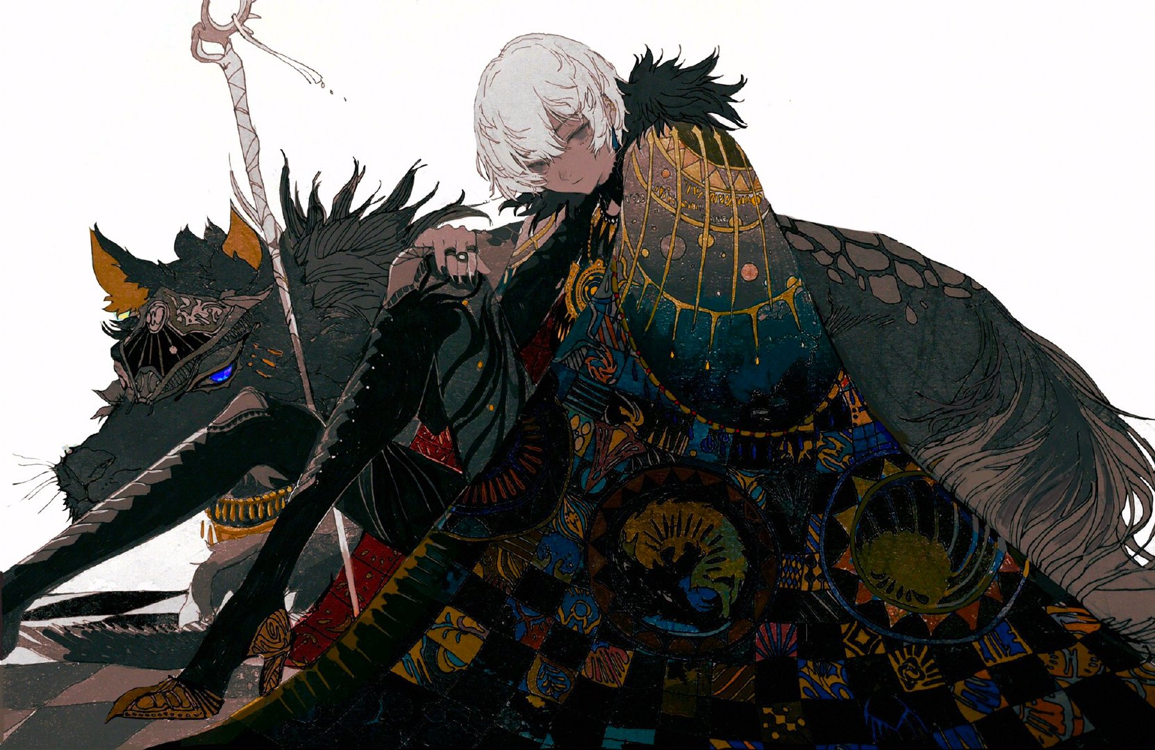 平涂风格的幻想系人物插画,每一幅作品都似乎在讲故事