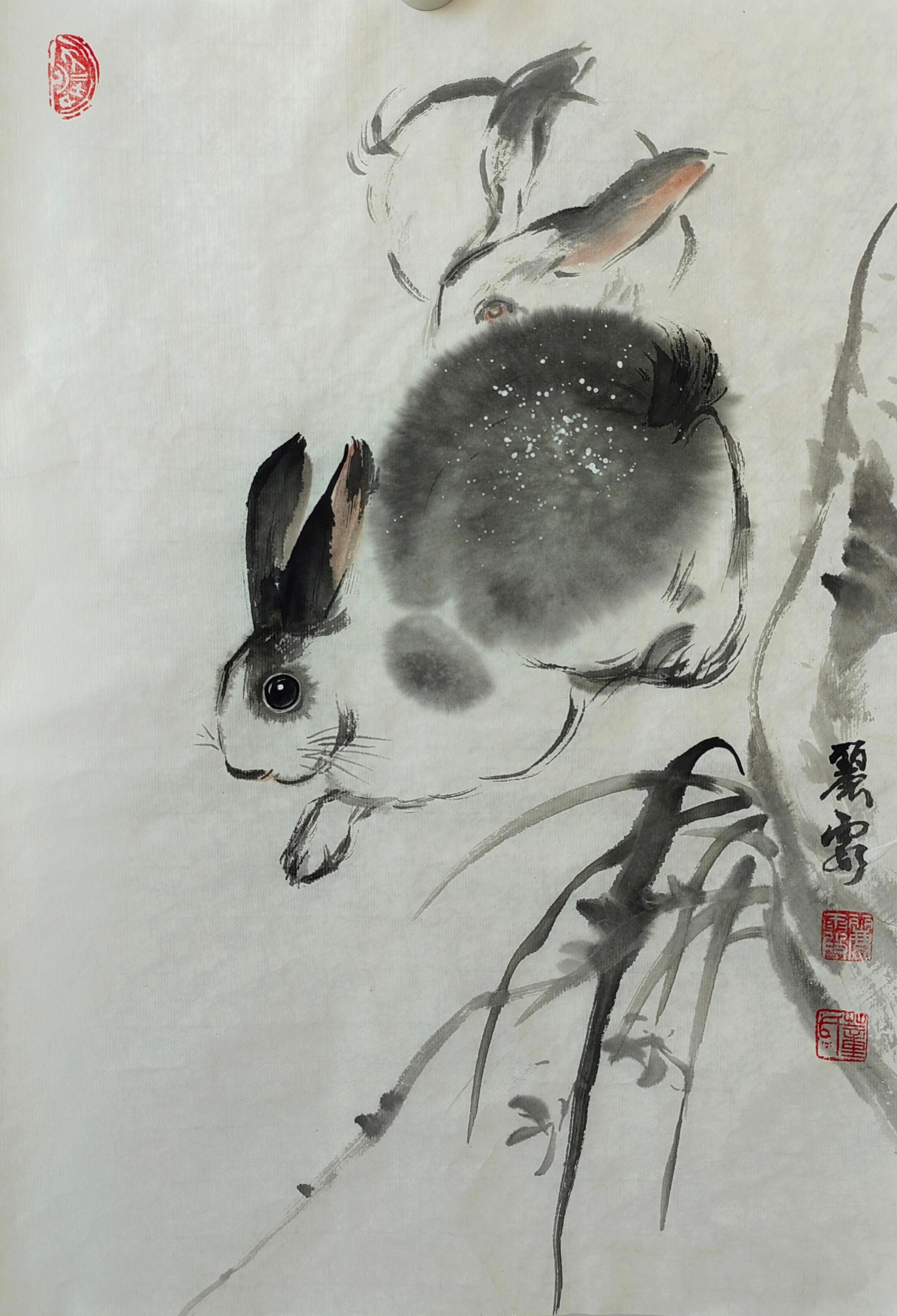 著名画家董丽霞生肖兔作品赏析