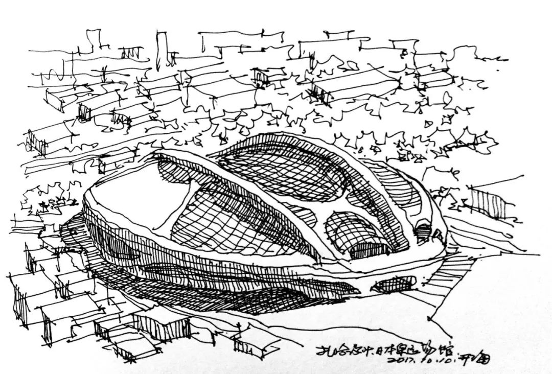 建筑设计手绘-体育馆速写