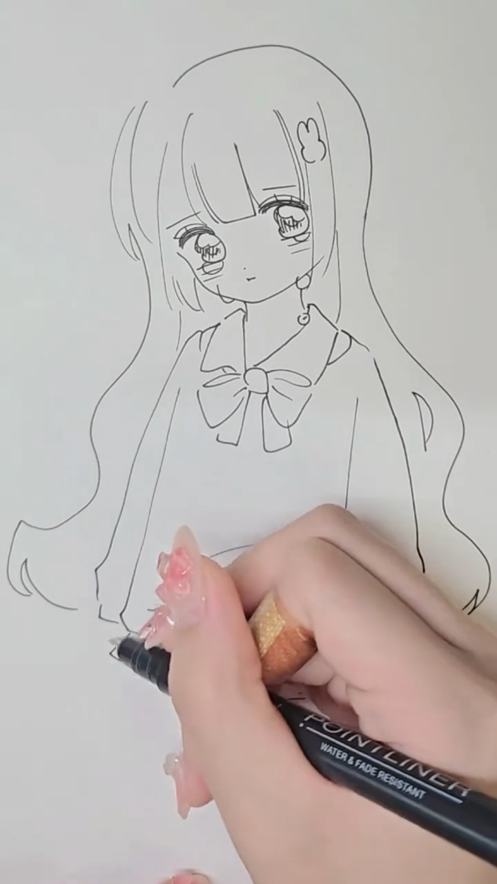 手绘哭泣的小女孩