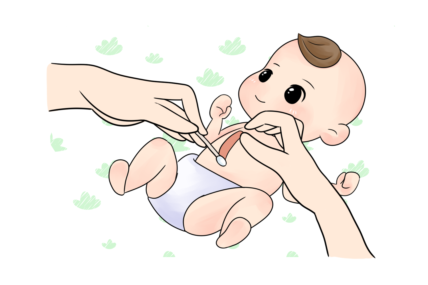 新生儿脐部护理卡通图片