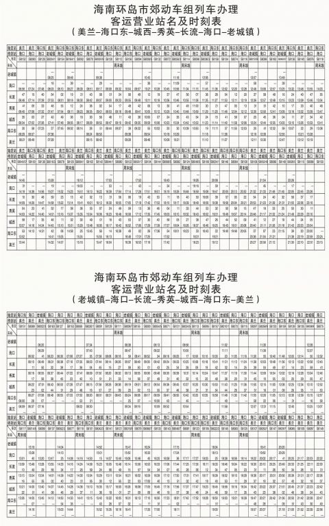 11月10日起海南环岛高铁,海口市郊列车实施新列车运行图