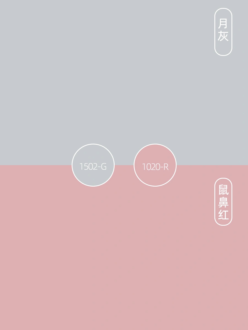 越看越有范的中国传统颜色搭配 月灰 鼠鼻红 灰色和粉色是使用的比较