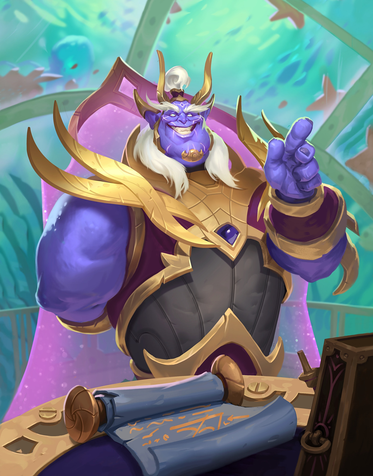 炉石传说:沉没之城巨型随从原画,感受这深海巨兽的威严吧!