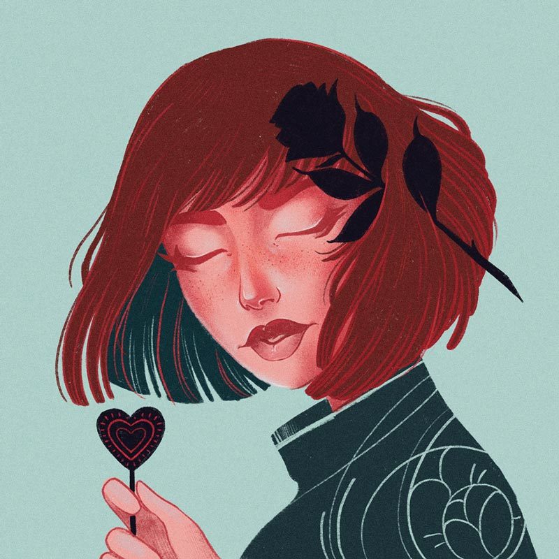 个性人物绘画作品,荧光色彩搭配怪诞的画风