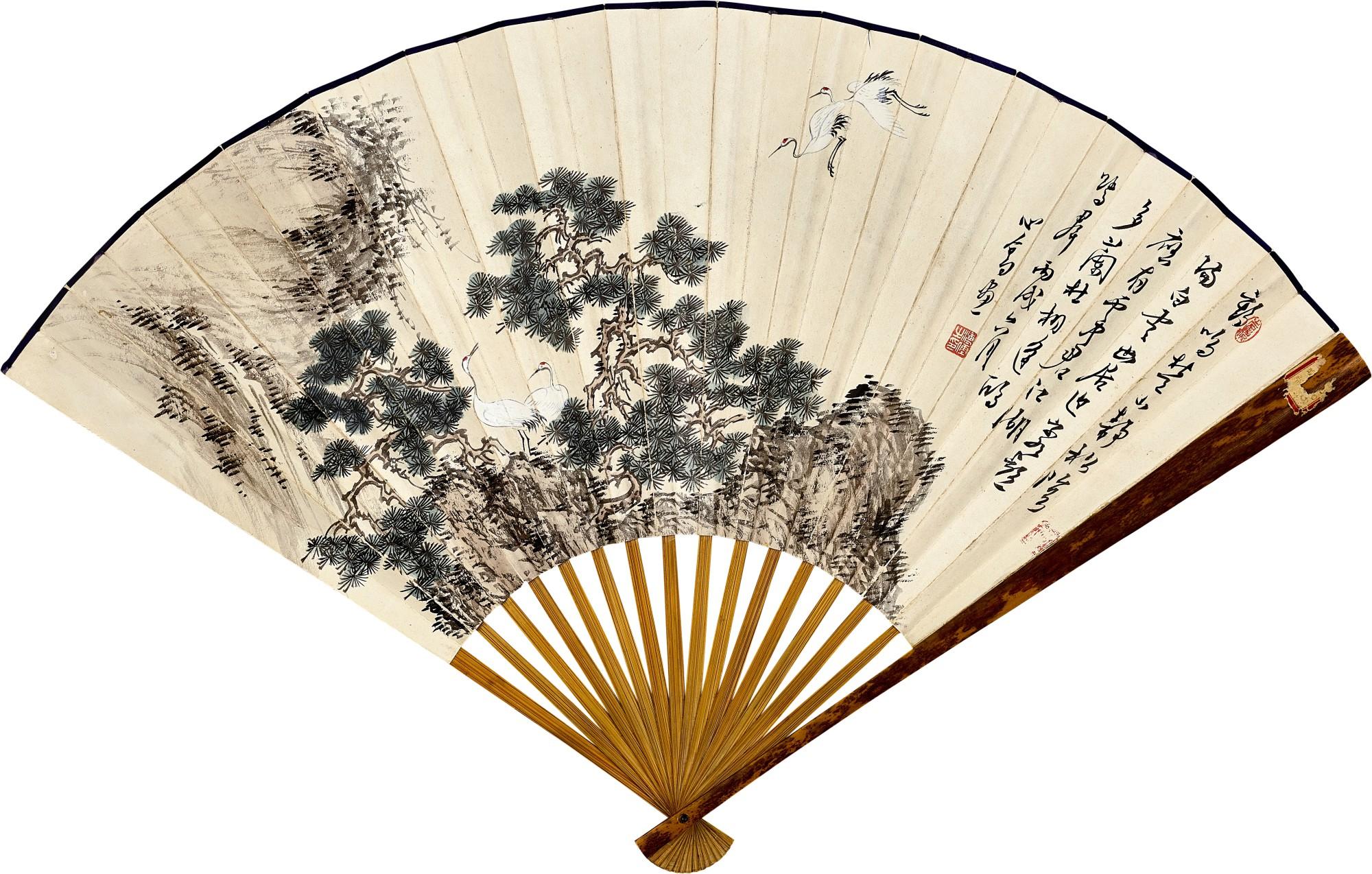 引清风,催残暑,溥儒张大千折扇书画欣赏