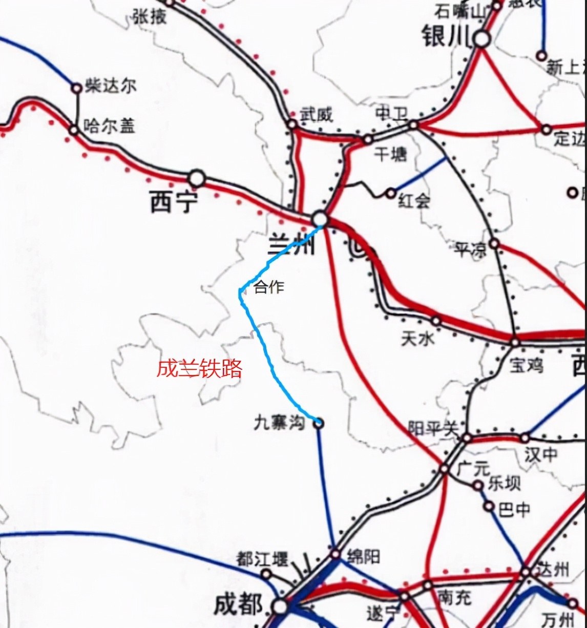 兰西广通道:兰州(西宁)～成都(重庆)～贵阳～广州高速铁路