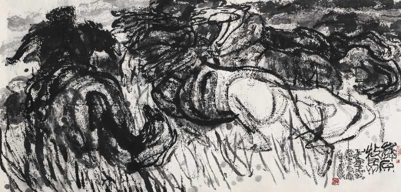 时隔近40年,88岁画家刘汉再画拓荒牛,笔墨铭刻的是奋进时代勇往直前的