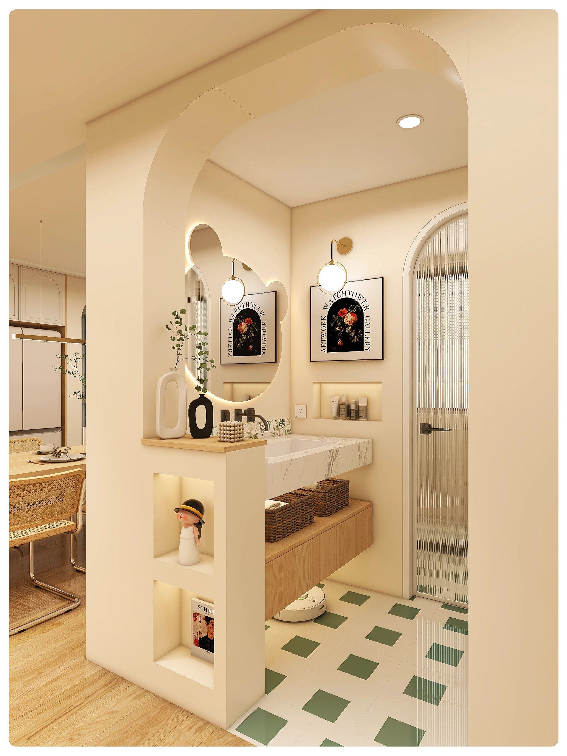 好不好弧形隔断卫生间装修效果图桔装无忧装修原木风卫生间半墙卫生间