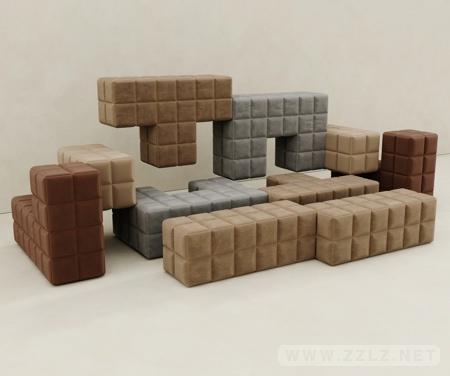 创意俄罗斯方块模块化家具沙发设计