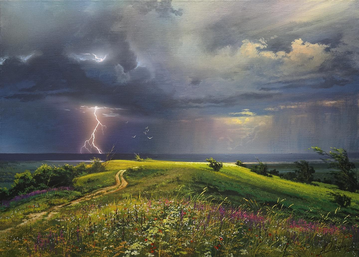 "光影大师"维克多的丙烯风景画作品,值得欣赏!转需